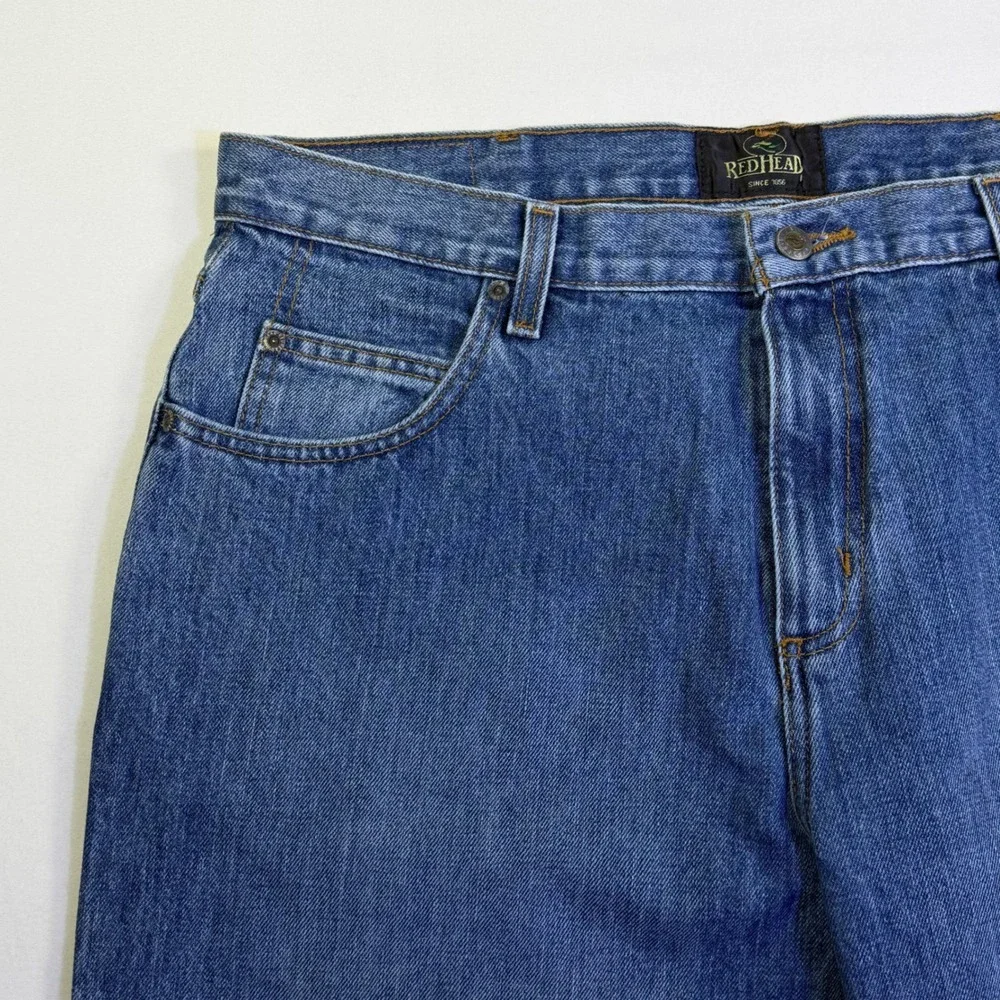 RedHead Mens Easy Fit Straight Leg Denim Jeans Blue 36x30 9050-AS Work Utility